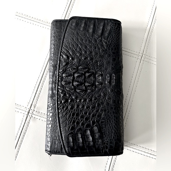 VINTAGE Textured Black Clutch Wallet Handbag - Picture 2 of 8